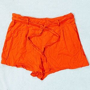 Old Navy Bright Orange Elastic Paper Bag Shorts